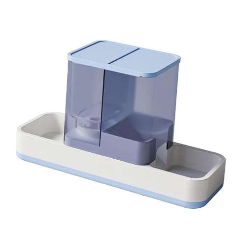 kowaku Futter- und Wasserspender-Set, Haustier-Futterstation, integrierter Schwerkraft-Tierfutterspender für kleine, mittelgroße Hunde, Katzen, Chinchilla, Blau von kowaku