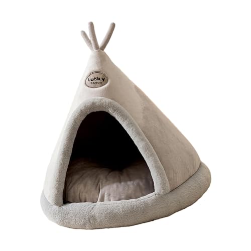 kowaku Halb geschlossenes Haustier Katzennest Katzenbett Höhle Weihnachten Ornament Indoor Katzen Snooze Katzenzelt Selbstwärmend für Katzen Welpen Hund, Grau von kowaku