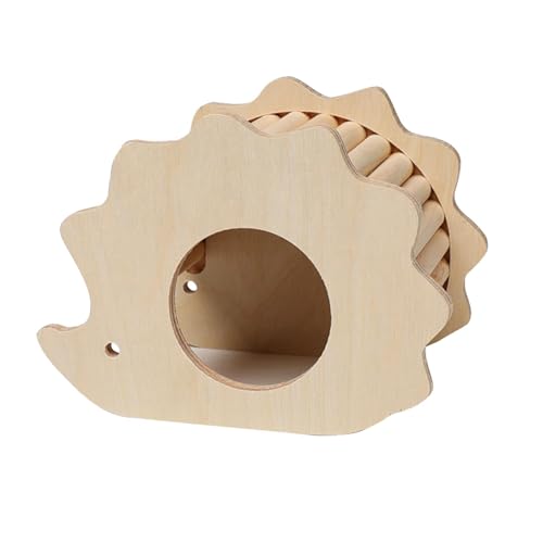 kowaku Hamster Holzhaus Versteck Käfig Dekor Kletterleiter Kletterspielzeug Übungsspielzeug, Igelform von kowaku