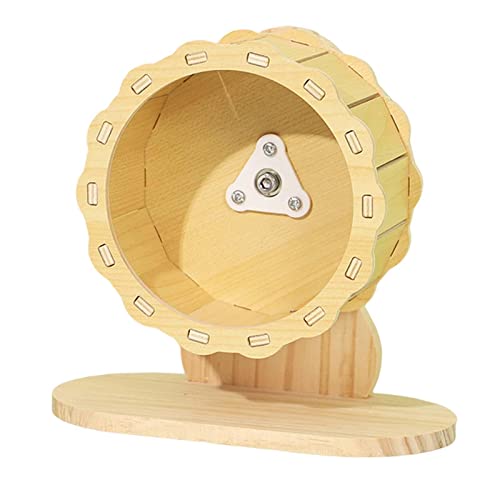 kowaku Hamster Laufrad Aus Holz, Laufrad, Spielzeug, Fitness, Leise, Haustierbedarf für Käfig, Höhenverstellbar, für Igel, Kleintiere, Chinchilla, Durchmesser 15 cm, 20 x 10,5 x 19 cm von kowaku