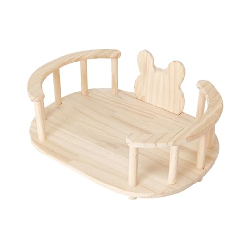 kowaku Hasenbett aus Holz, Schlafplatz für Kleintiere, Hasenkäfig, abnehmbar, für Chinchillas, Oval von kowaku