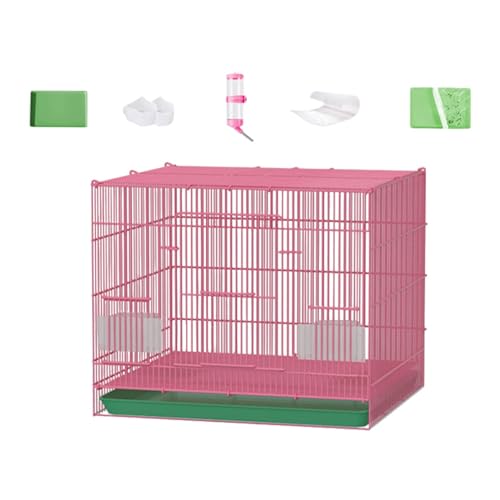 kowaku Hasenkäfig-Netzvilla mit herausziehbaren Tabletts, leicht zu reinigender Innen-Hasenstall, Meerschweinchenkäfig für Kaninchen, Frettchen, Chinchillas, rosa B von kowaku