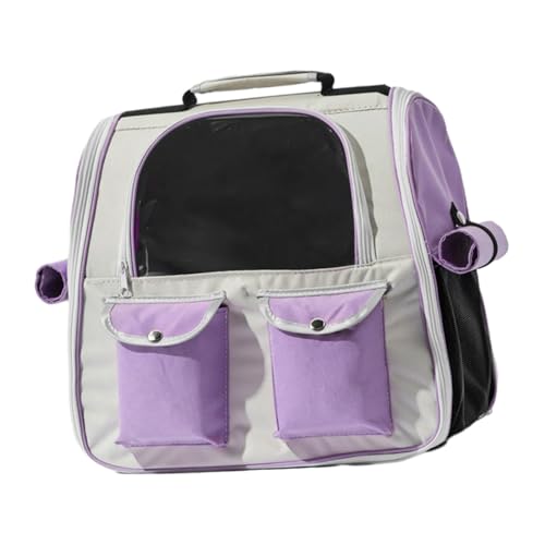 kowaku Haustier-Katzenträger-Rucksack, Katzen-Hunde-Rucksack-Tasche, atmungsaktiver, tragbarer Haustier-Reiserucksack für Reisen, Violett von kowaku