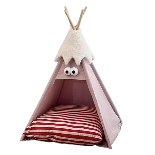 kowaku Haustier-Tipi-Tipi-Bett, halbgeschlossenes, tragbares Welpenbetthaus für Kitty Bunny, Rosa von kowaku