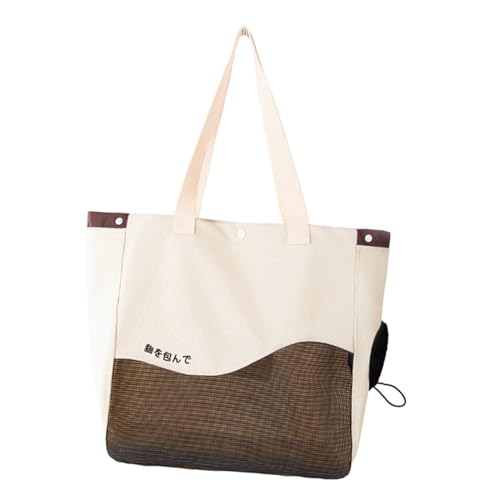 kowaku Haustiertragetasche aus Segeltuch für Katzen, Schultertragetasche, Outdoor-Tasche, Handtasche für Welpen und Kätzchen, Beige von kowaku