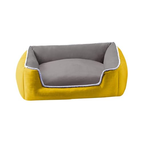 kowaku Hundebett Welpensofa Doggy Soft Furniture Comfortable Puppy Pet House Cat Bed for Terrace Warm Kennel Pet Shop Living Room, L Yellow von kowaku