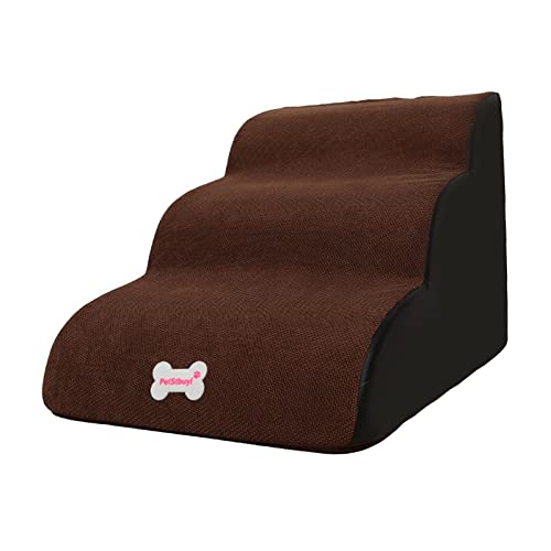 kowaku Hundeleiter für Bett, Sofa, Haustiertreppe, 3 Stufen, Dunkelbraun von kowaku