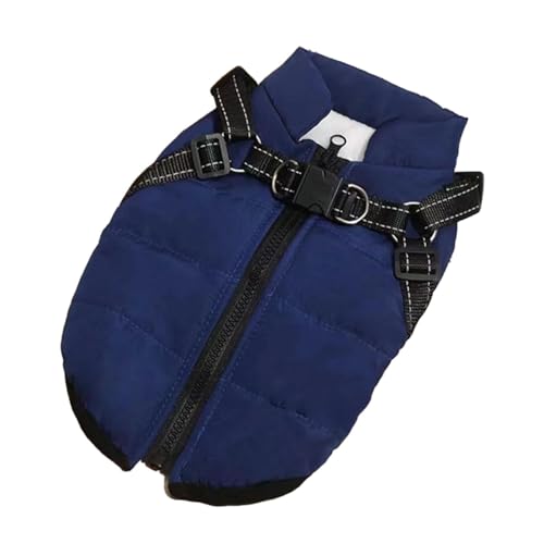 kowaku Hundemantel mit Geschirr, warme Weste für Hunde, Outdoor-Sport, Haustiere, Kleidung, bequem, verdickter Welpenmantel, Kostüm, Hundejacke mit, blau M von kowaku