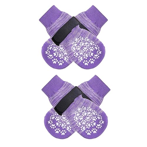 kowaku -Hundesocken mit Riemen, Traktionskontrolle, bequeme Hundestiefel, stoppen das, Hundegriffsocken, Pfotenschutz für ältere Hunde, Violett, l von kowaku