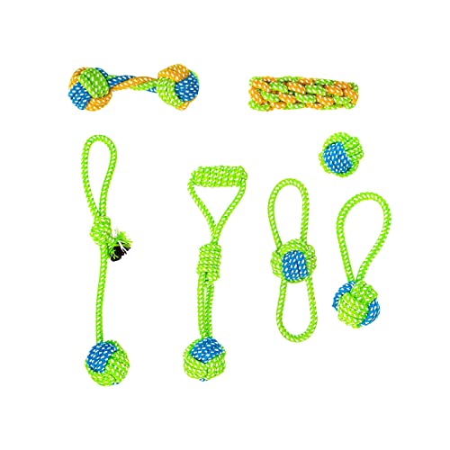 kowaku Hundespielzeug Seil, Geflochtenes Seil, Spielzeug, Leicht, Kauball, Knotenseil, Hundespielzeug, Kauspielzeug für Hunde, Unterhal, grün orange von kowaku
