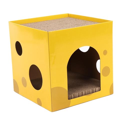 kowaku Katze Kratzen Karton Haus Kitty Condo Interaktive Anti Slip Boden Bunny Schleifen Krallen Schloss Karton Katze Scratcher, 30x30x30cm von kowaku