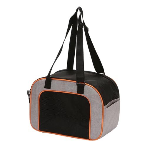 kowaku Katzen-Reisetransportbox, zusammenklappbar, von Fluggesellschaften zugelassen, Netzoberseite und Vorderseite, 37 x 20 x 27 cm, für kleine und, Orange von kowaku