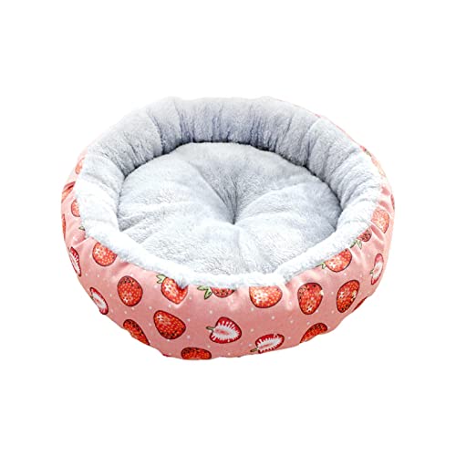 kowaku Katzenbett für den Innenbereich, 45 cm, Kätzchen-Hütte, Schlummerfunktion, weich, warm, beruhigendes Kissen, langlebiges Haustierbett für die Kleinen, Rosa Erdbeere von kowaku