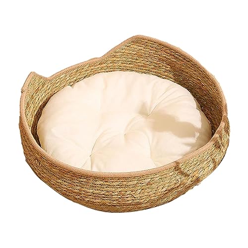 kowaku Katzenbettkorb, schützt Ihre verschleißfeste Sommerhütte, Schlafnest, Katzenkratzbett für Kaninchen für Indoor-Katzen, Kätzchen, Khaki, 34 cm von kowaku