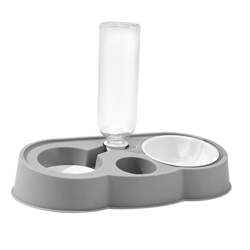 kowaku Katzenfutter und Wassernapf Set, Hundefutter Wassernapf, Automatische Wasserflasche für kleine, mittelgroße und große Hunde, Grau von kowaku