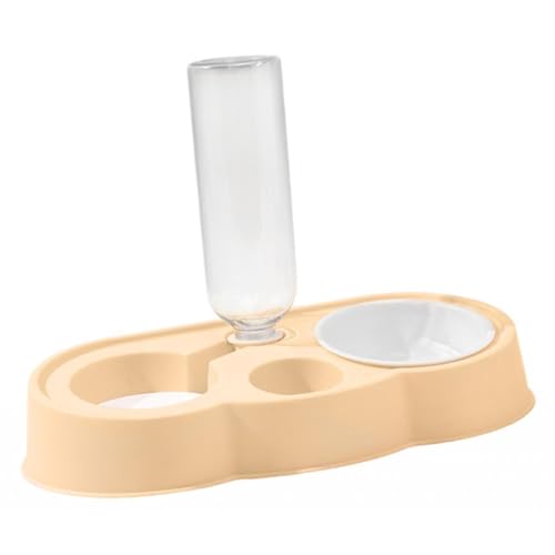 kowaku Katzenfutter und Wassernapf Set, Hundefutter Wassernapf, Automatische Waterer Flasche für Kleine Mittlere Große Hunde, Gelb von kowaku