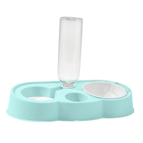 kowaku Katzenfutter und Wassernapf Set, Hundefutter Wassernapf, Automatische Waterer Flasche für Kleine Mittlere Große Hunde, Hellblau von kowaku