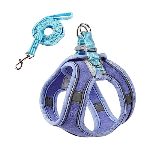 kowaku Katzengeschirr und Leine, Set zum Gehen, ausbruchsicher, verstellbar, weich, mit reflektierendem Streifen für Katzen, bequeme Outdoor-Weste, Blau, L von kowaku