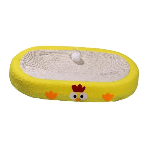 kowaku Katzenkratzkissen mit Plüschballspielzeug, hochdicht, langlebig, bequem, Kralleninstinkte, Haustiergeschenk, Katzentrainingsspielzeug, Katzenbett, Gelbes Oval von kowaku