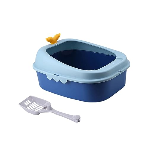 kowaku Katzentoilette mit offenem Oberteil, tragbare Katzensandbox, spritzwassergeschützt, Kätzchentoilette für Innenräume, Katzen, Kaninchen, Haustierbedarf, blau, S von kowaku