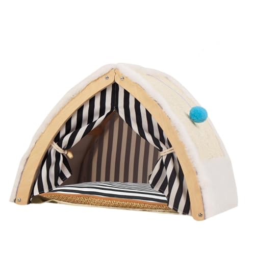 kowaku Katzenzelt-Hausnest, Schlafbett, doppelseitige Haustier-Matte, warmes Katzenzeltbett mit Kissen, Haustier-Tipi für Kätzchen im Freien von kowaku