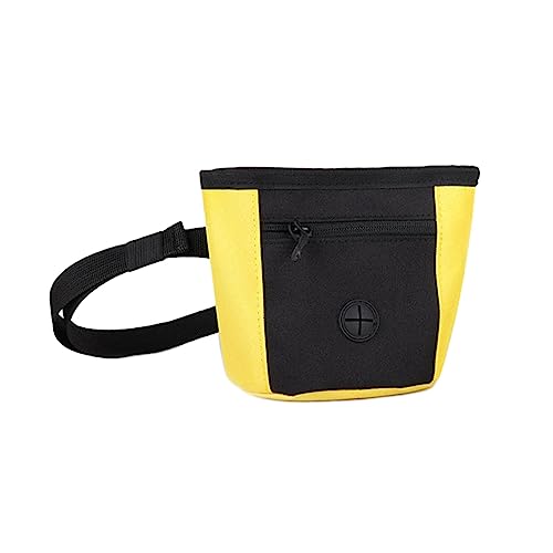 kowaku Leckerli-Tasche für Hunde, mit Reißverschluss, Vordertasche mit Haken, langlebig, leicht, für Hundeleckerli, für Camping, Gelb von kowaku