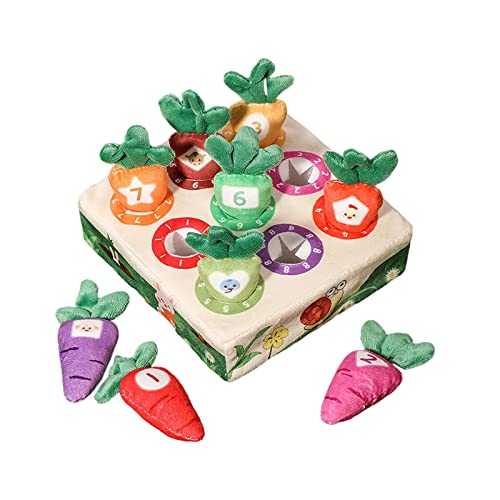 kowaku Lustiges Karotten Plüschtier für Hunde, Gemüse Obst Interaktion Bildungsspiel Pull Karotte Stofftier, Geschenk Haustier Bisspuppe IQ Spielzeug Training, 9 Löcher von kowaku