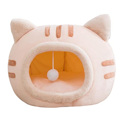 kowaku Niedliches Katzen-Schlafbett für Kätzchen, Zelt, Hütte, Kissen, rutschfest, Rosa, Größe M von kowaku