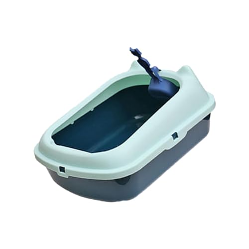 kowaku Open Top Pet Litter Tray Cat Litter Basin Splashproof Bedpan Durable Kitten Potty Toilet with High Side for Indoor Cats Green von kowaku