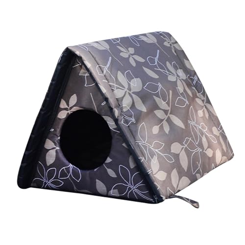 kowaku Outdoor Pet Shelter, Pet Sleeping Bed Cat Zwinger Foldable Detachable Stray Cat Shelter, Pet House for Kittens or Small Dogs, Brown and S von kowaku