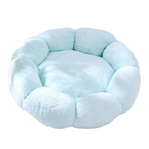 kowaku Ped-Bett, weiches Haustier-Nistbett für Kätzchen, Sofakissen, Schlafunterlage, Welpen-Katzenbett in Blumenform, für Katzen im Innenbereich, Blau 50cm von kowaku