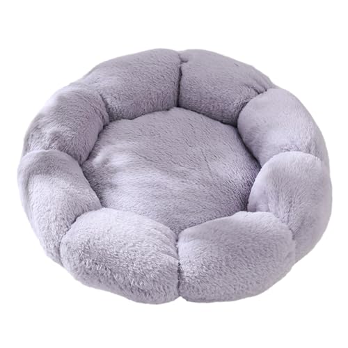 kowaku Ped-Bett, weiches Haustier-Nistbett für Kätzchen, Sofakissen, Schlafunterlage, Welpen-Katzenbett in Blumenform, für Katzen im Innenbereich, Grau 50cm von kowaku