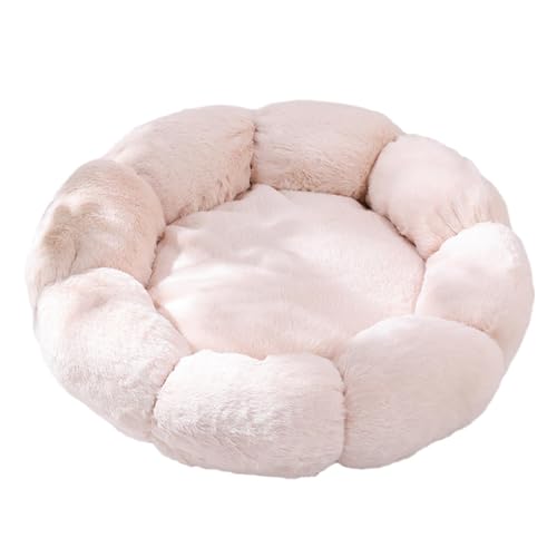 kowaku Ped-Bett, weiches Haustier-Nistbett für Kätzchen, Sofakissen, Schlafunterlage, Welpen-Katzenbett in Blumenform, für Katzen im Innenbereich, Warmweiß 40cm von kowaku