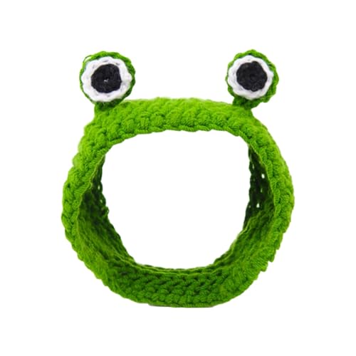 kowaku Pet Hat Durable Dog Cat Pet Hat Cute Cosplay Handmade Knitted Soft Dog Cat Frog Hat Cute Cat Costume for Halloween Theme, M von kowaku