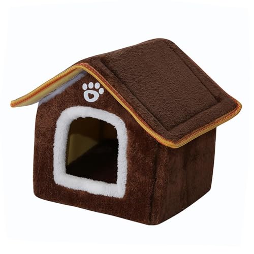 kowaku Pet Shelter Pet Cat Nest Kennel Removable Washable Snooze Sleeping Cat House Cat Bed for Chihuahua Puppy Kitten Pudle Dog, Brown and S von kowaku