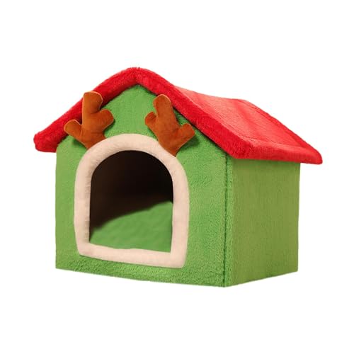 kowaku Pet Sleeping Bed Cute Pet Cat Nest Elch Antler Cat Bed Semi Enclosed Warm Pet House for Indoor Kitty Kittens or Small Dogs, L von kowaku