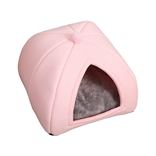 kowaku Plüsch Katzen Warmes Haus Hundezelt rutschfeste Unterseite Gemütlicher Ball Dekorative Hüttenhöhle Haustierbett Kissen für Indoor Katzen Kleine Mittel Welpe Kätzchen Beruhigend L Rosa von kowaku