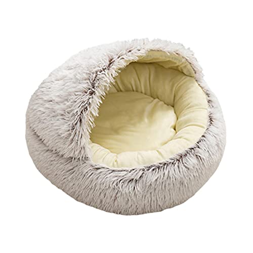 kowaku Rundes Plüschbett für Hunde und Katzen, warm, beruhigend, 40 cm, Kaffee, 40 cm, 50 cm, 60 cm von kowaku