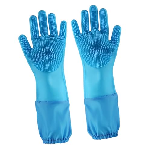 kowaku Silikon-Haustier-Pflegehandschuhe, Reinigungshandschuh für Hunde, Haarentfernung, Haustierbedarf, Mehrzweck-Enthaarungsbürste, Baden, blau von kowaku