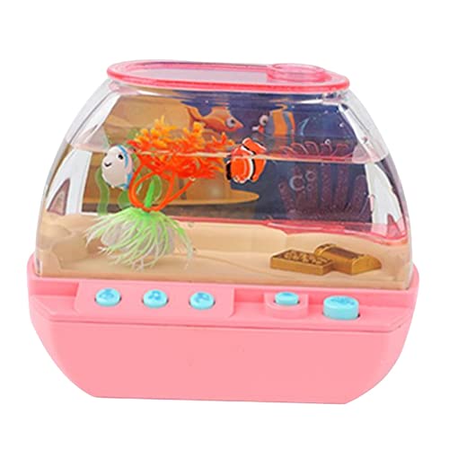 kowaku Spielhaus-Spielzeug, Cartoon-Mini mit Licht, elektrifizierter virtueller Ozean, mit Musik, Aquarium-Spielzeug für Desktop-Büro-Heimtisch, ROSA von kowaku