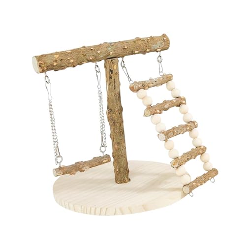 kowaku Vögel Holz Sitzstangen Papagei Spielstand Plattform mit Spielzeug Vogelkäfig Zubehör Holz Vogelspielzeug für Lovebird Kanarien Sittiche von kowaku