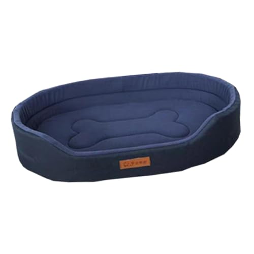 kowaku Waschbares Haustierbett, Rechteck Atmungsaktiv Katzensofa Hundebett, Oval Niedrige Vorderkante Hundebett Matte, Welpenbett für Indoor Fahrzeuge Sofa, Blau L von kowaku