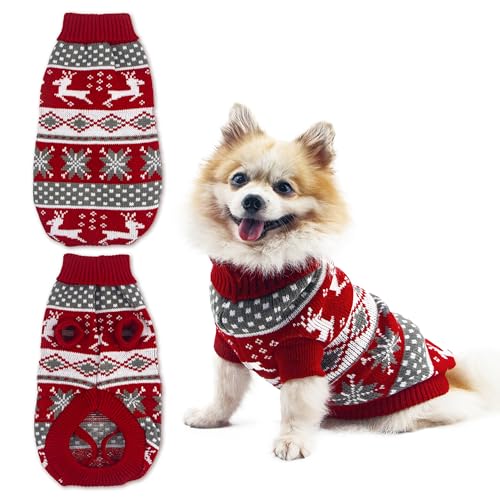 Christmas Dog Sweater Puppy Sweater for Holiday Christmas Sweater with Elch Pattern for Dogs and Cats XS von krastmon