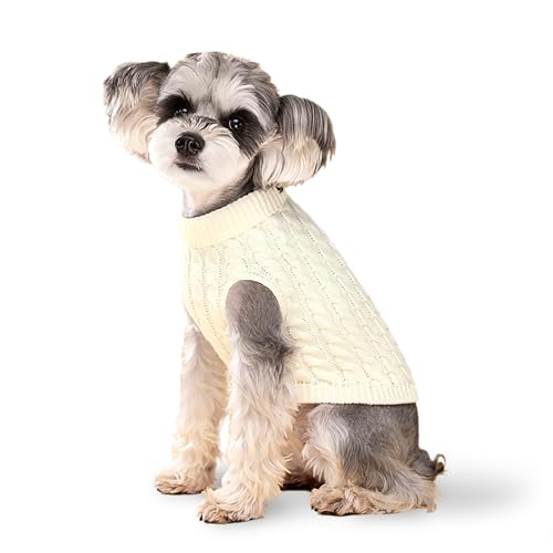 Hundepullover, Beige L Hundepullover, Rollkragen-Strickwaren, Hundeoutfits für kleine Hunde und mittelgroße Hunde, warme Kleidung für Bulldogge, Pudel, Yorkshire, Cocker Spanie usw. von krastmon