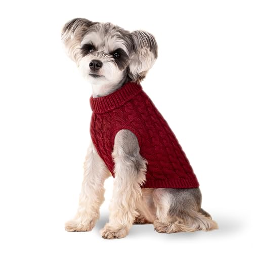 Hundepullover, roter L-Hundepullover, Rollkragen-Strickwaren, Hunde-Outfits für kleine Hunde und mittelgroße Hunde, warme Kleidung für Bulldogge, Pudel, Yorkshire, Cocker Spanie usw. von krastmon