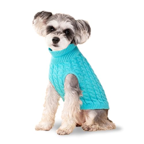 Hundepullover Blau XS Hundepullover Pullover Rollkragen Strickwaren Hundeoutfits für kleine Hunde und mittelgroße Hunde, warme Kleidung für Bulldogge, Pudel, Yorkshire, Cocker Spanie usw. von krastmon