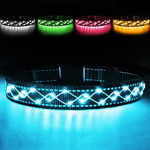 Leuchthalsband Hund - hundehalsband Leuchtend - LED Blinklicht und Reflektorstreifen - USB leuchthalsband Hund aufladbar wasserdichtes - einstellbares leuchthalsband - Blau… von kulloomii