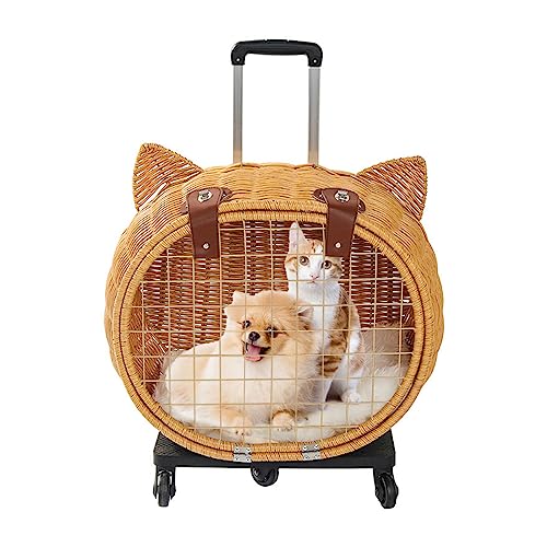 kyaoayo Katzenrucksack Hunderucksack mit Trolley 2 in 1 bis 12.5kg, Tragbar Katzenrucksack Große Katzen mit Rollen für Transport, Belüftet Katzenrucksack Große Transportbox für kleine Hunde und Katzen von kyaoayo