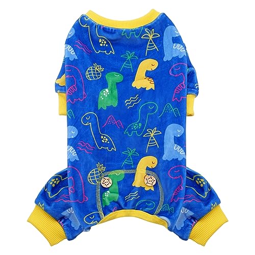 KYEESE Hunde-Pyjama für kleine und mittelgroße Hunde mit Dinosaurier, weiches Material, dehnbar, Einteiler, Hundebekleidung, Größe XL von kyeese