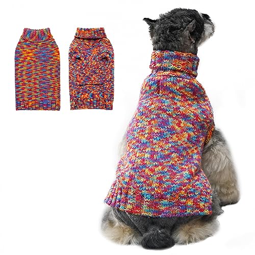 KYEESE Hundepullover Thermo-Rollkragen-Hunde-Strickwaren für kleine Hunde mit Leinenloch Hundebekleidung von KYEESE, mehrfarbig, M von kyeese